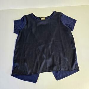 Dolan Left Coast Collection Navy Blue Cross Back Short Sleeve Blouse size XS